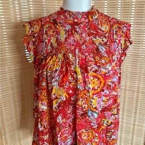 THMC Hot pink patterned blouse. Size Medium